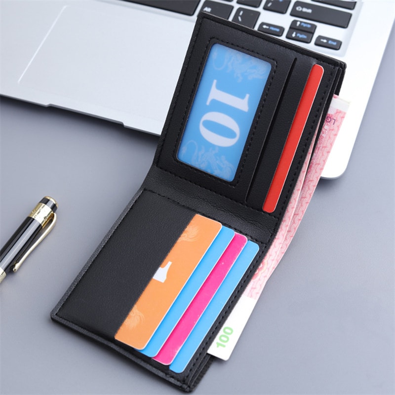 Mens PU Leather Slim Wallet Stylish Compact Credit Card Holder For Business 3