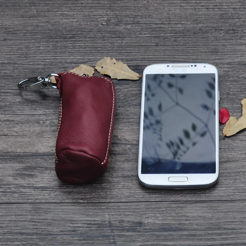 Mens Genuine Cow Leather Key Pouch Zipper Keychain Case For Car Home Keys Stylish Key Holder For M 5