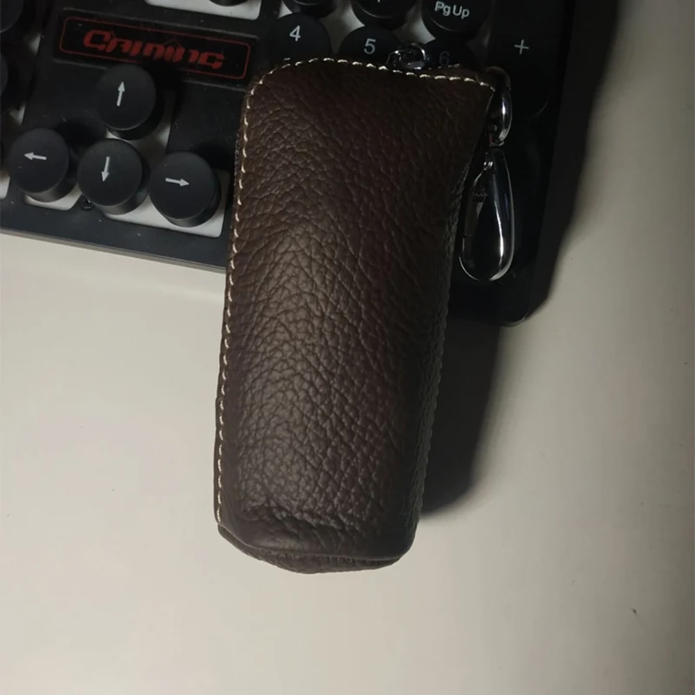 Mens Genuine Cow Leather Key Pouch Zipper Keychain Case For Car Home Keys Stylish Key Holder For M 6