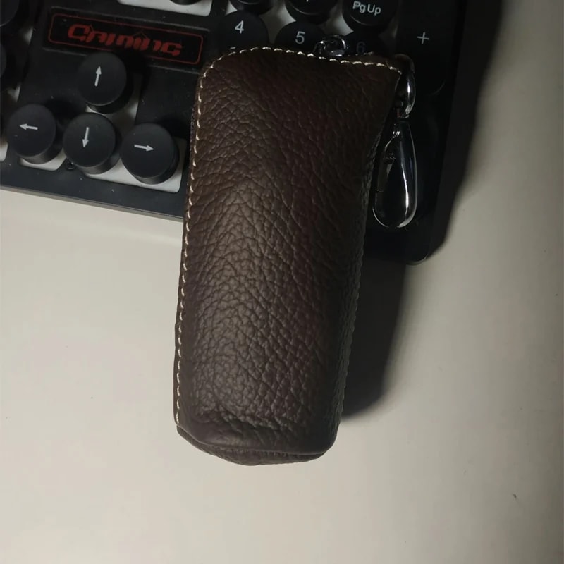 Mens Genuine Cow Leather Key Pouch Zipper Keychain Case For Car Home Keys Stylish Key Holder For M 6