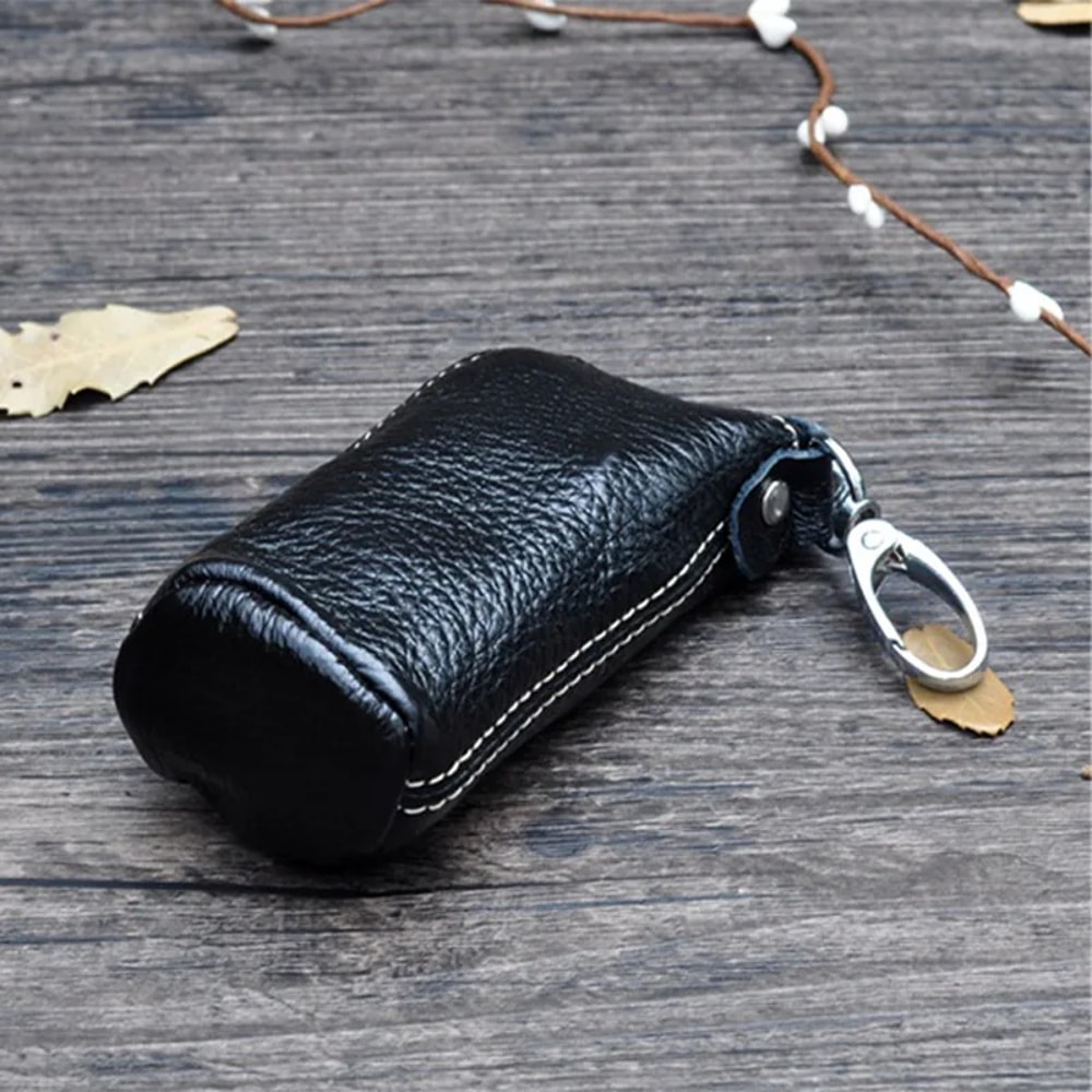 Mens Genuine Cow Leather Key Pouch Zipper Keychain Case For Car Home Keys Stylish Key Holder For M 7