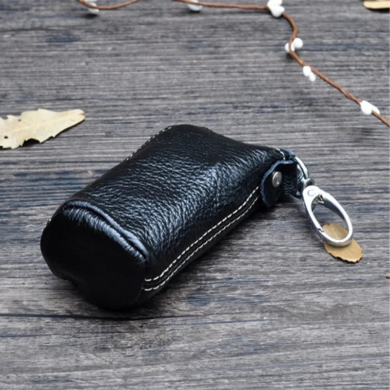 Mens Genuine Cow Leather Key Pouch Zipper Keychain Case For Car Home Keys Stylish Key Holder For M 7