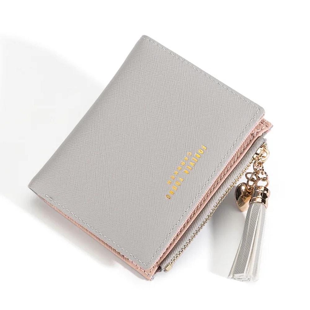 Fashion Womens RFID Wallet With Tassel Stylish Mini Zipper Coin Purse Small Leather Card Holder For 6