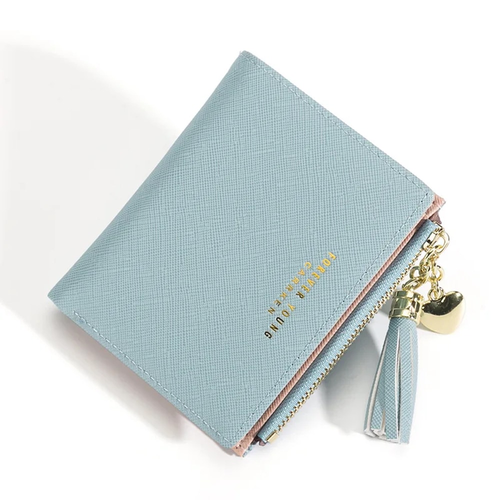 Fashion Womens RFID Wallet With Tassel Stylish Mini Zipper Coin Purse Small Leather Card Holder For 8
