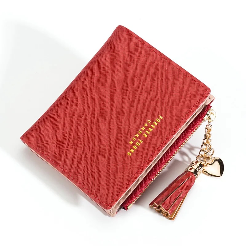 Fashion Womens RFID Wallet With Tassel Stylish Mini Zipper Coin Purse Small Leather Card Holder For 9
