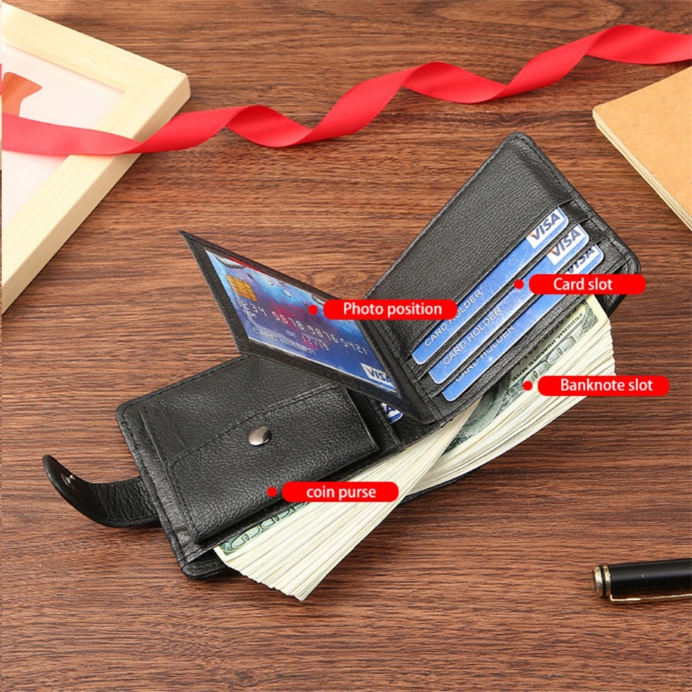 Leather Wallet For Men Slim Zipper Purse With Multi Card Coin Pocket High Quality 2