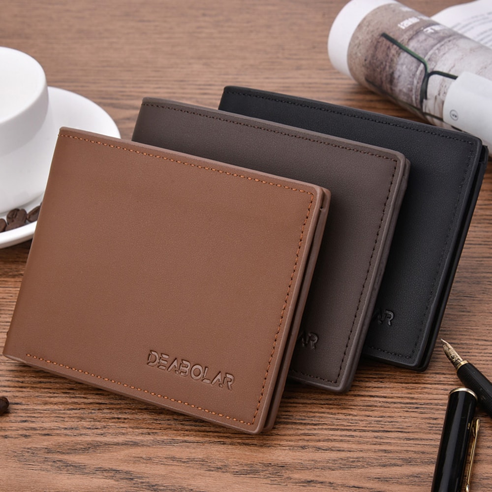 Compact PU Leather Mens Wallet Stylish Matte Leather Card Holder For Easy Organization 4