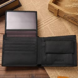 premium real cowhide mens wallet stylish short black wallet for men
