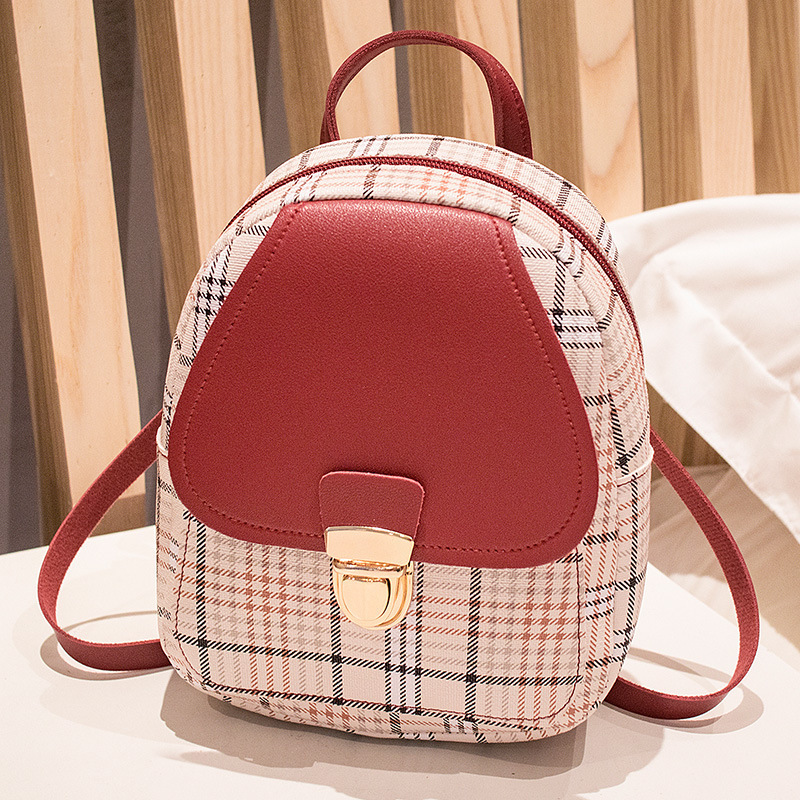 Plaid Mini Backpack Crossbody Bag For Teen Girls 4