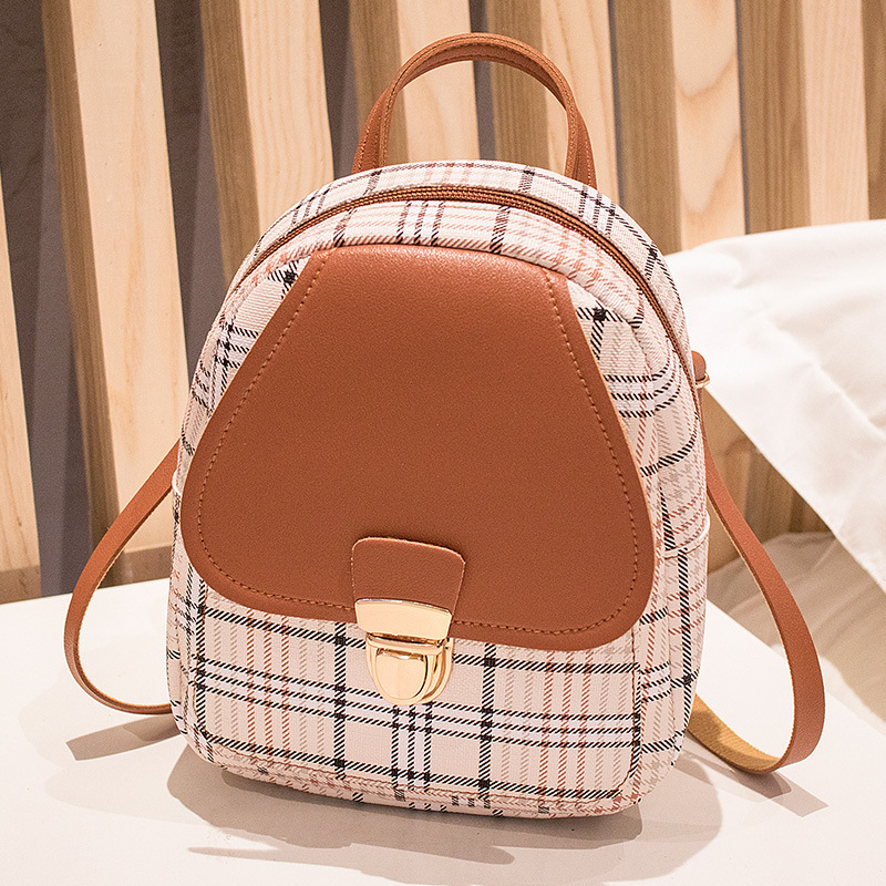 Plaid Mini Backpack Crossbody Bag For Teen Girls 5