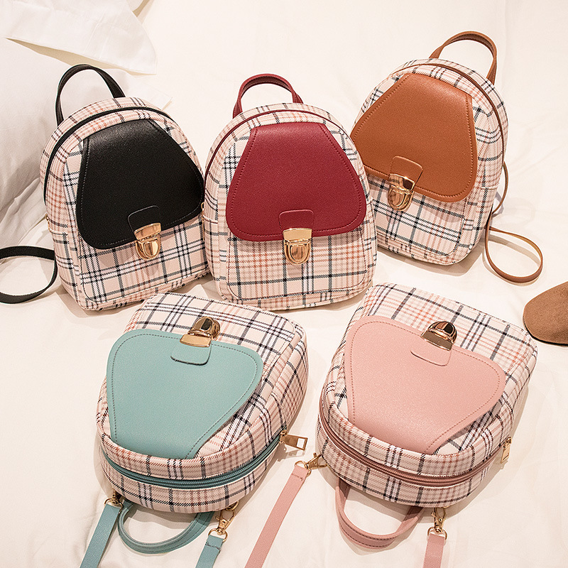 Plaid Mini Backpack Crossbody Bag For Teen Girls 3