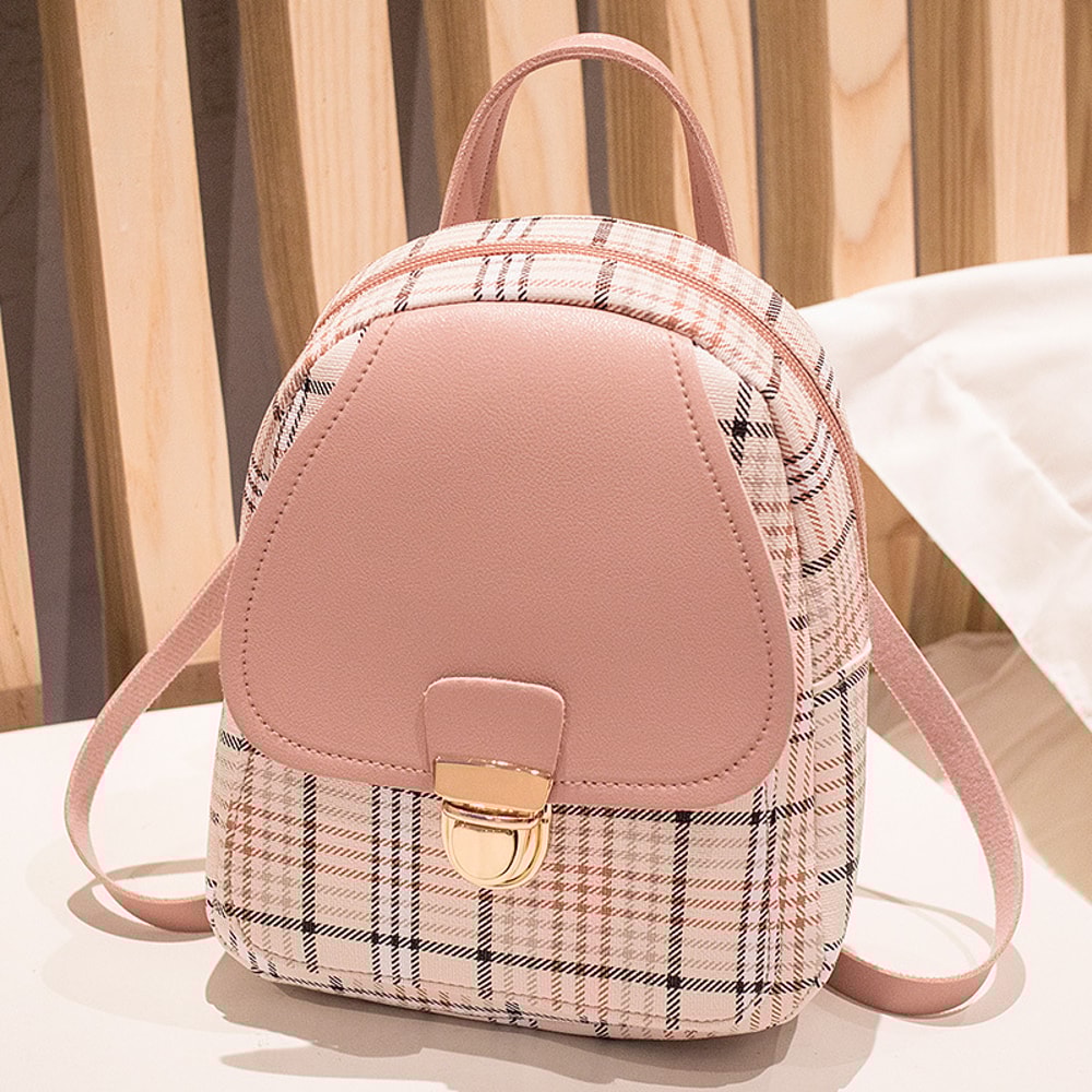 Plaid Mini Backpack Crossbody Bag For Teen Girls 7