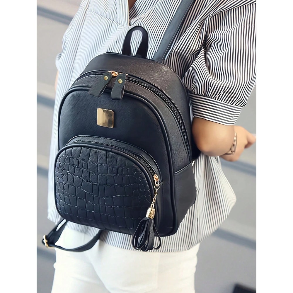 Fashionable Lychee Pattern Backpack For Women Perfect For Commuting Travel 0