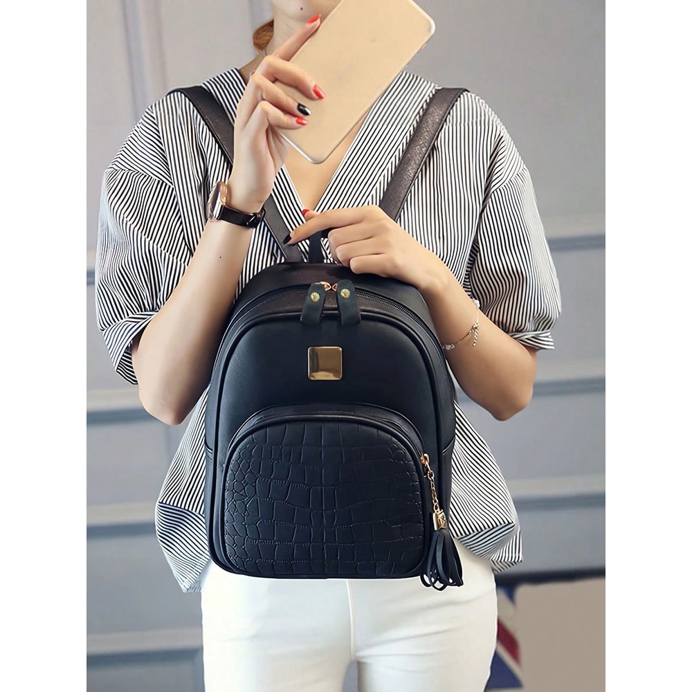 Fashionable Lychee Pattern Backpack For Women Perfect For Commuting Travel 1