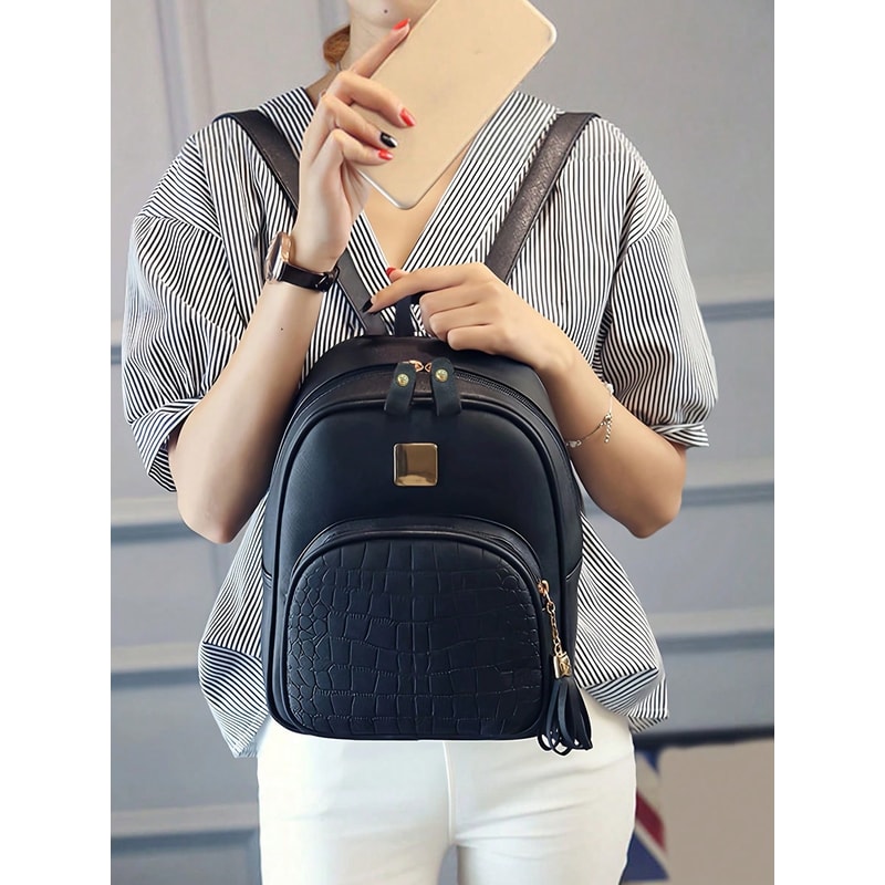 Fashionable Lychee Pattern Backpack For Women Perfect For Commuting Travel 1