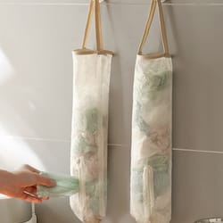 hanging garbage bag storage mesh bag convenient kitchen trash bag dispenser
