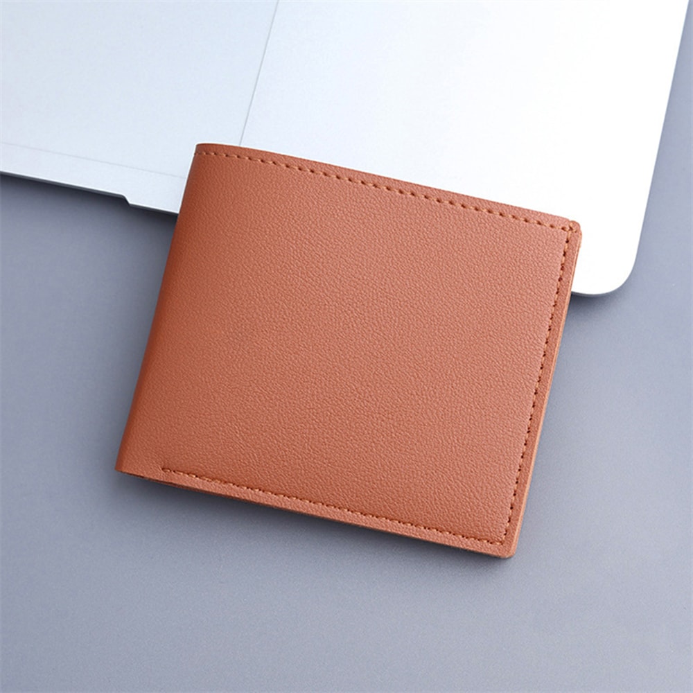 Mens Thin PU Leather Wallet Simple Solid Color Foldable Business Card Holder For Men 4