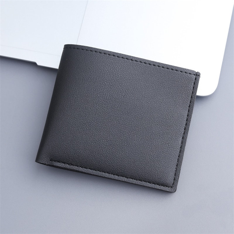 Mens Thin PU Leather Wallet Simple Solid Color Foldable Business Card Holder For Men 6