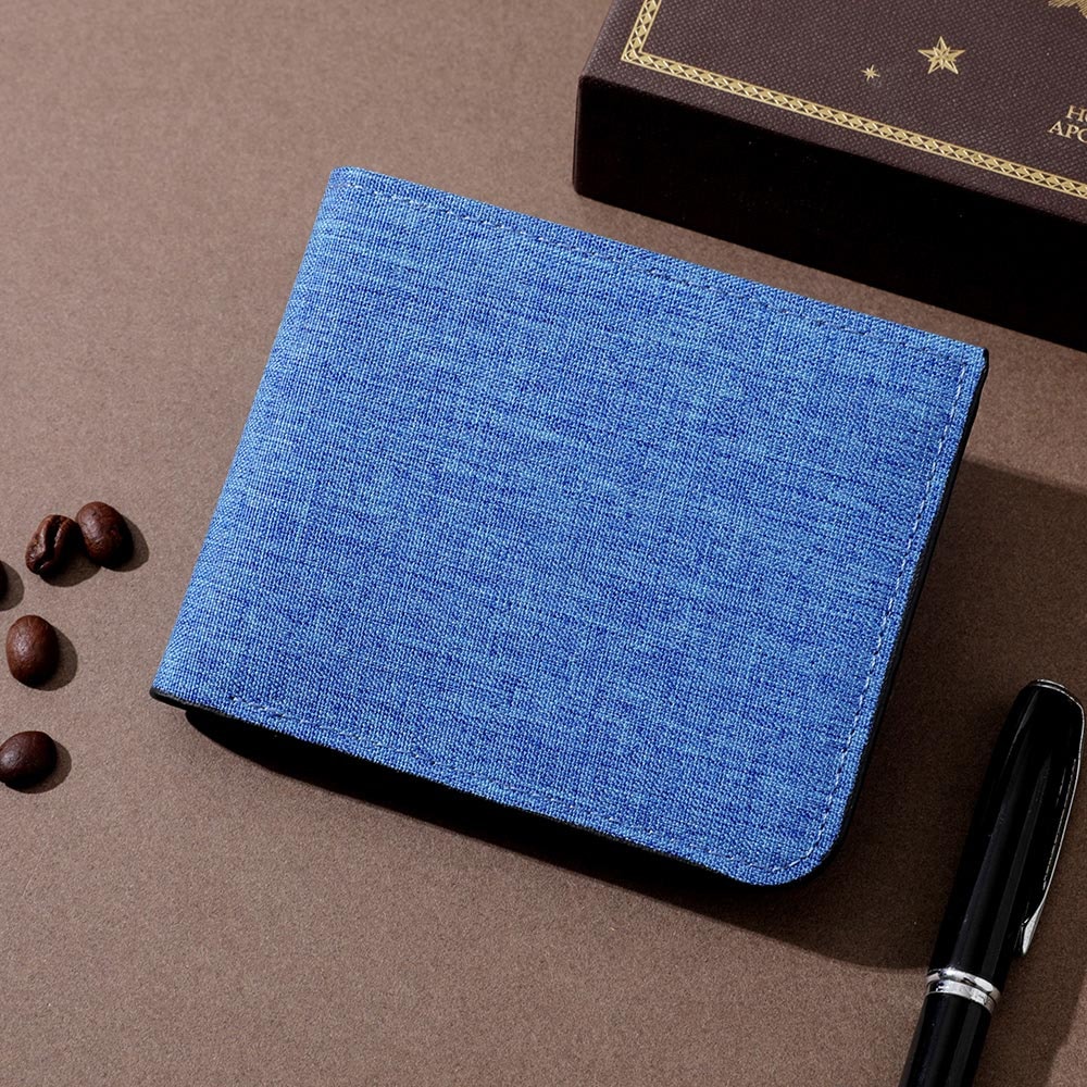 Mens Canvas Wallet Casual Double Fold Photo Card Holder Short Wallet 2