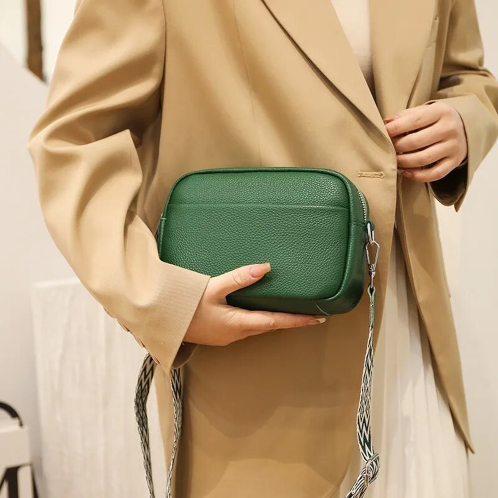 Genuine Leather Crossbody Handbag for Women Multi Compartment Shoulder Bag for Daily Use