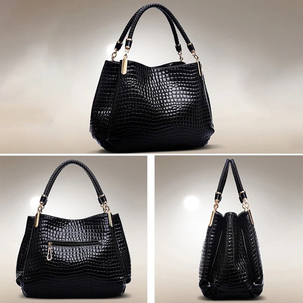 Large Capacity Womens Tote Bag Crocodile Print Shoulder Handbag For Daily Commute Shopping 3