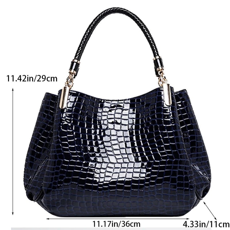 Large Capacity Womens Tote Bag Crocodile Print Shoulder Handbag For Daily Commute Shopping 5