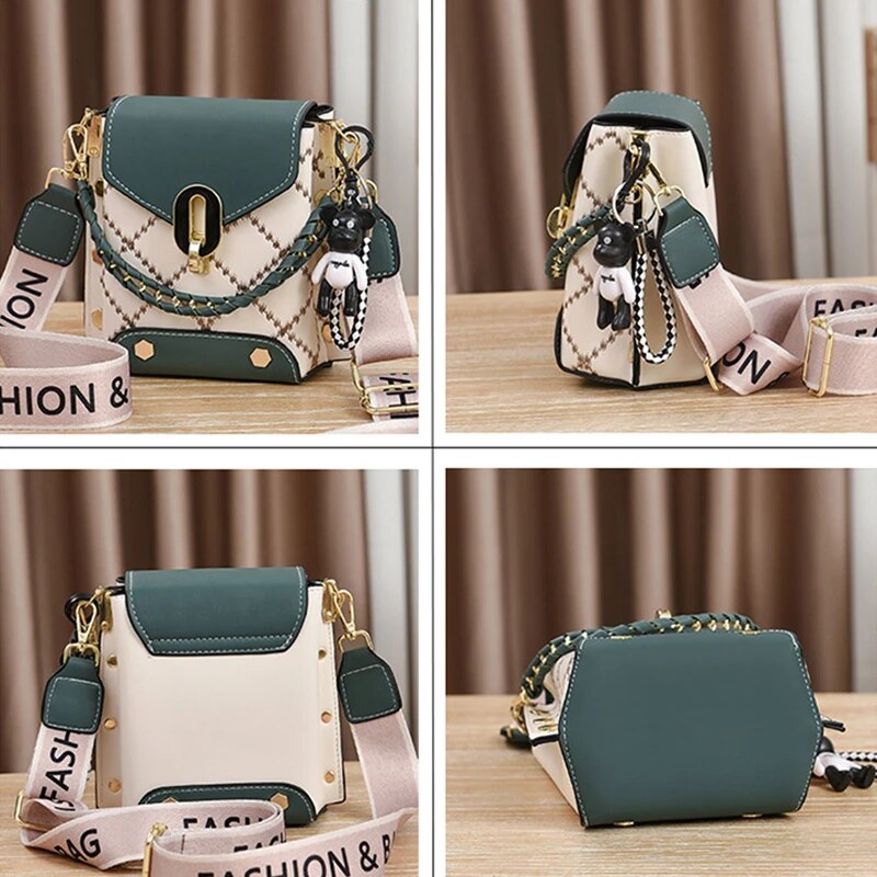 Stylish Womens Leather Crossbody Bag With Diamond Lattice Design Perfect For Commuting Shopping 3