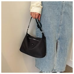 solid color nylon tote bag lightweight & versatile shoulder handbag for everyday use