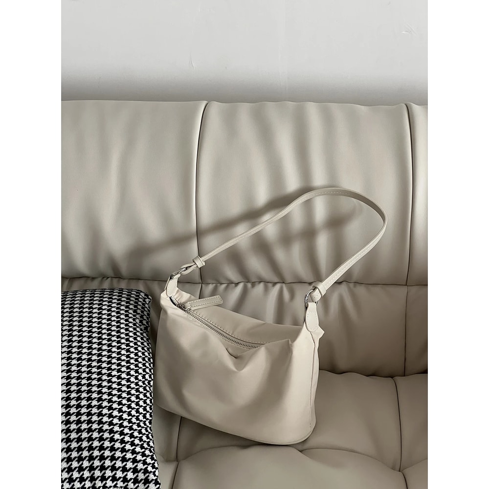 Solid Color Nylon Tote Bag Lightweight & Versatile Shoulder Handbag for Everyday Use