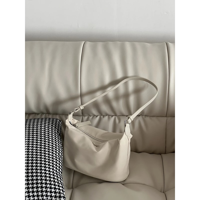 Solid Color Nylon Tote Bag Lightweight & Versatile Shoulder Handbag for Everyday Use