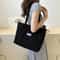 Spacious Corduroy Tote Bag Trendy Shoulder Handbag with Front Pocket for Women