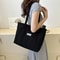 Spacious Corduroy Tote Bag Trendy Shoulder Handbag with Front Pocket for Women