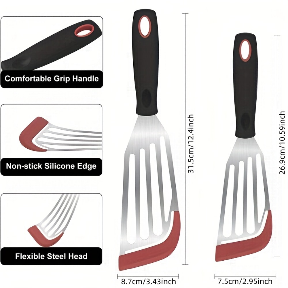 High Temperature Resistant Stainless Steel Silicone Spatula For Cooking Frying Fish 1