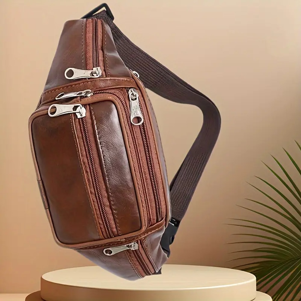 Mens Leather Waist Bag Stylish Sport Cross Body Shoulder Bag 3