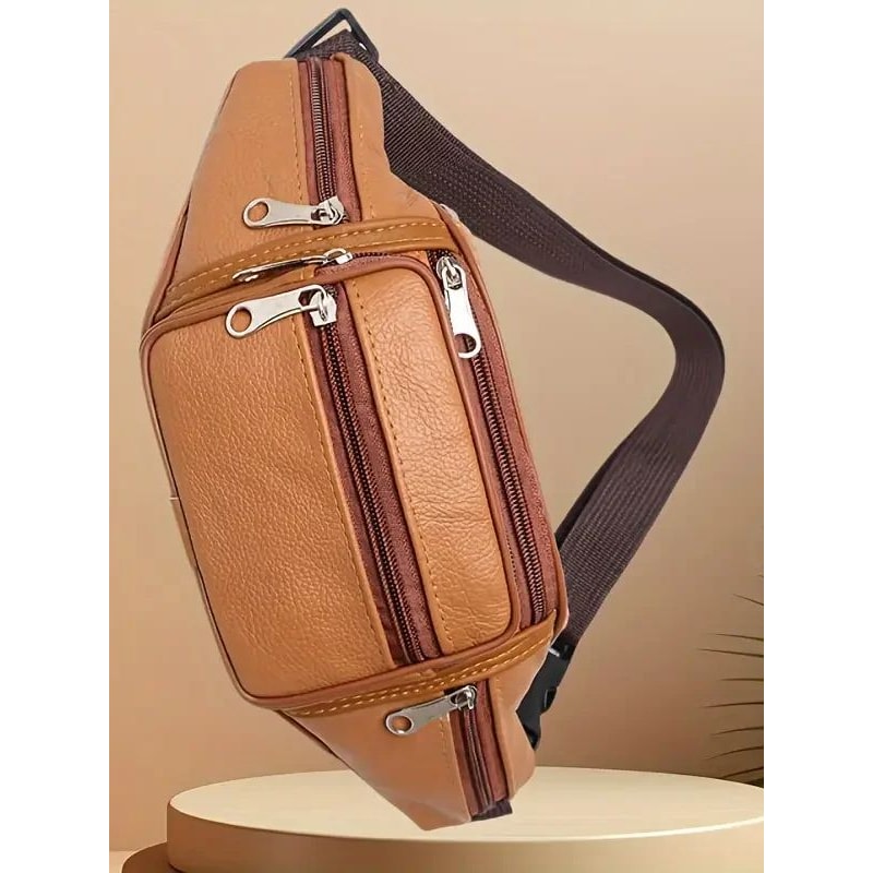 Mens Leather Waist Bag Stylish Sport Cross Body Shoulder Bag 4