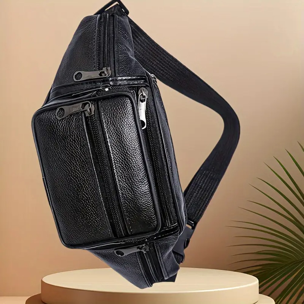 Mens Leather Waist Bag Stylish Sport Cross Body Shoulder Bag 5