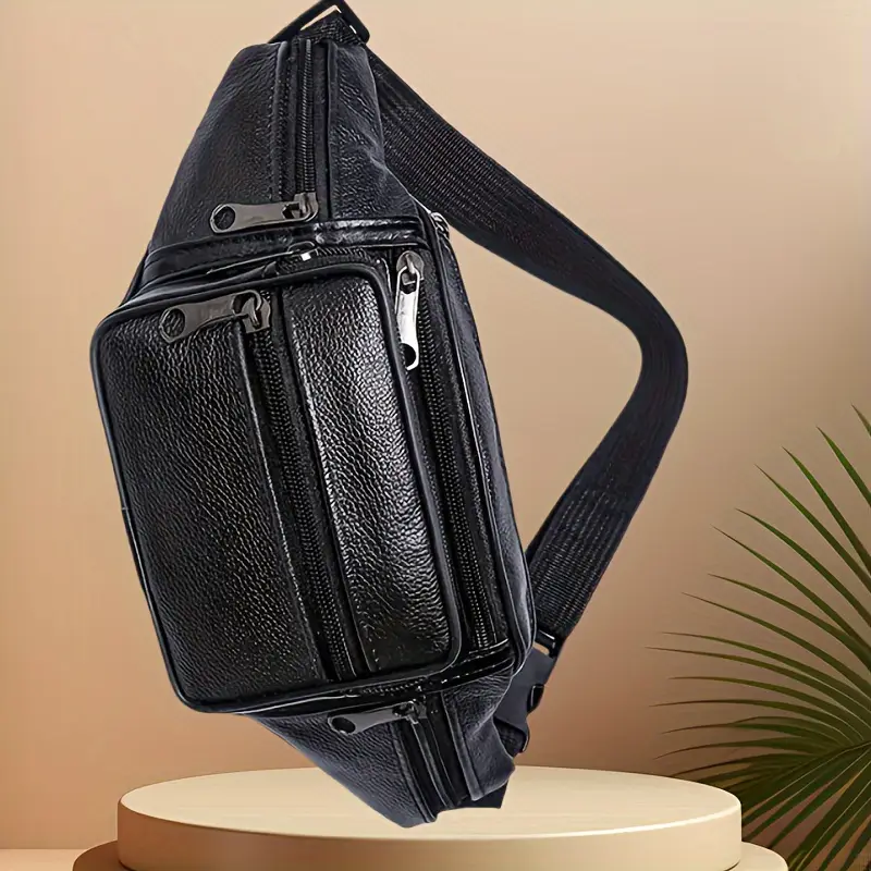Mens Leather Waist Bag Stylish Sport Cross Body Shoulder Bag 5