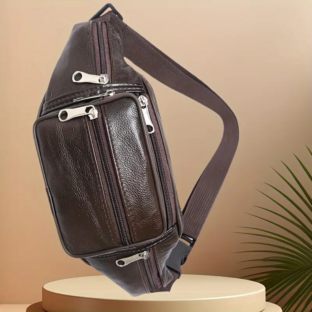Mens Leather Waist Bag Stylish Sport Cross Body Shoulder Bag 6