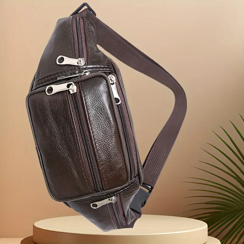 Mens Leather Waist Bag Stylish Sport Cross Body Shoulder Bag 6