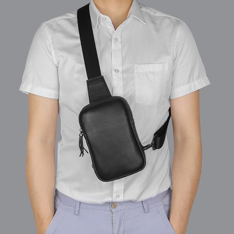Mens Leather Crossbody Sling Bag For Hiking Travel And Outdoor Sports 3