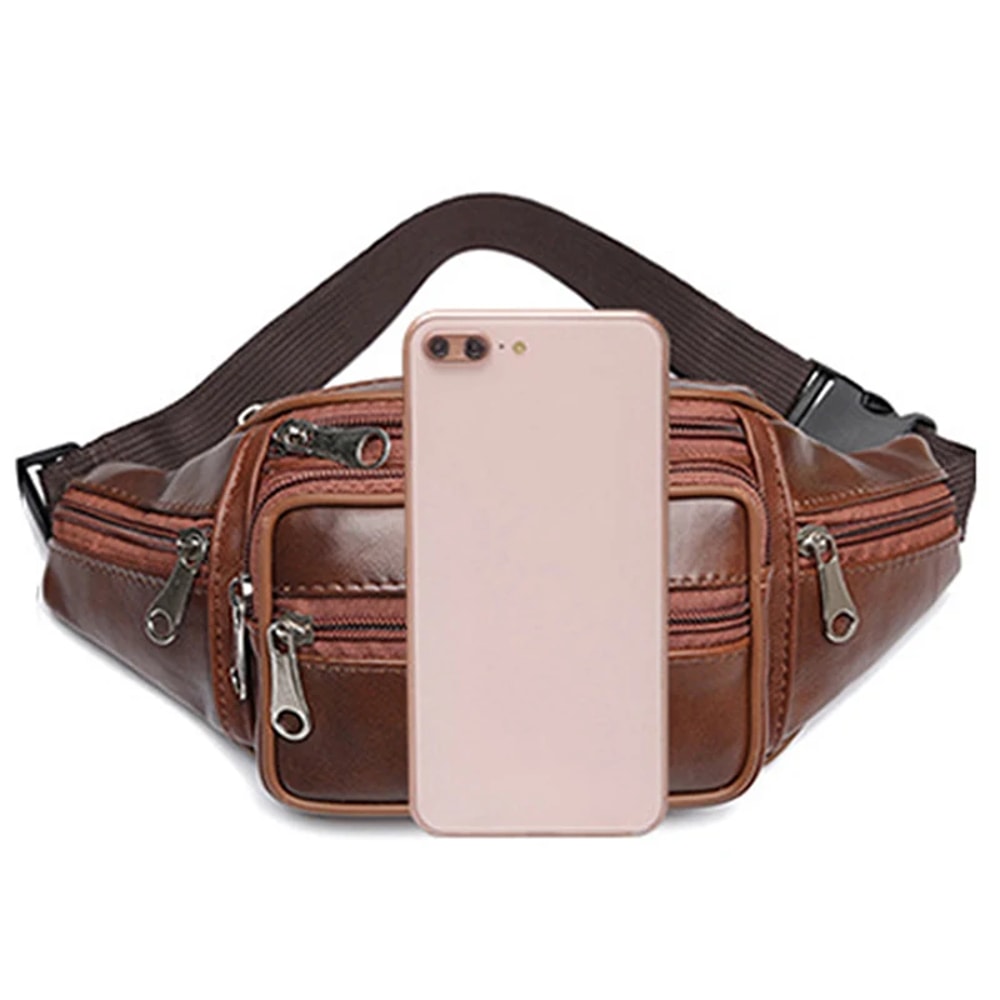 Mens Waist Pack PU Leather Bag Fashionable And Functional Waist Belt Bag For Men 1