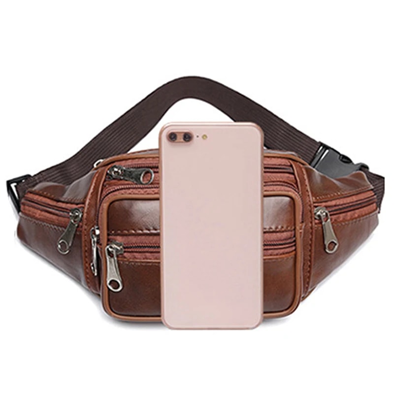 Mens Waist Pack PU Leather Bag Fashionable And Functional Waist Belt Bag For Men 1