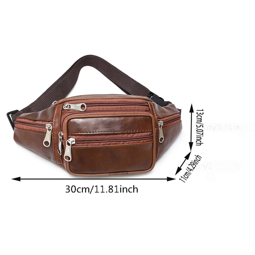 Mens Waist Pack PU Leather Bag Fashionable And Functional Waist Belt Bag For Men 2