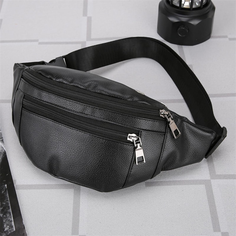 Fashionable PU Leather Mens Chest Pack Shoulder Bag Small Crossbody Messenger Bag 2