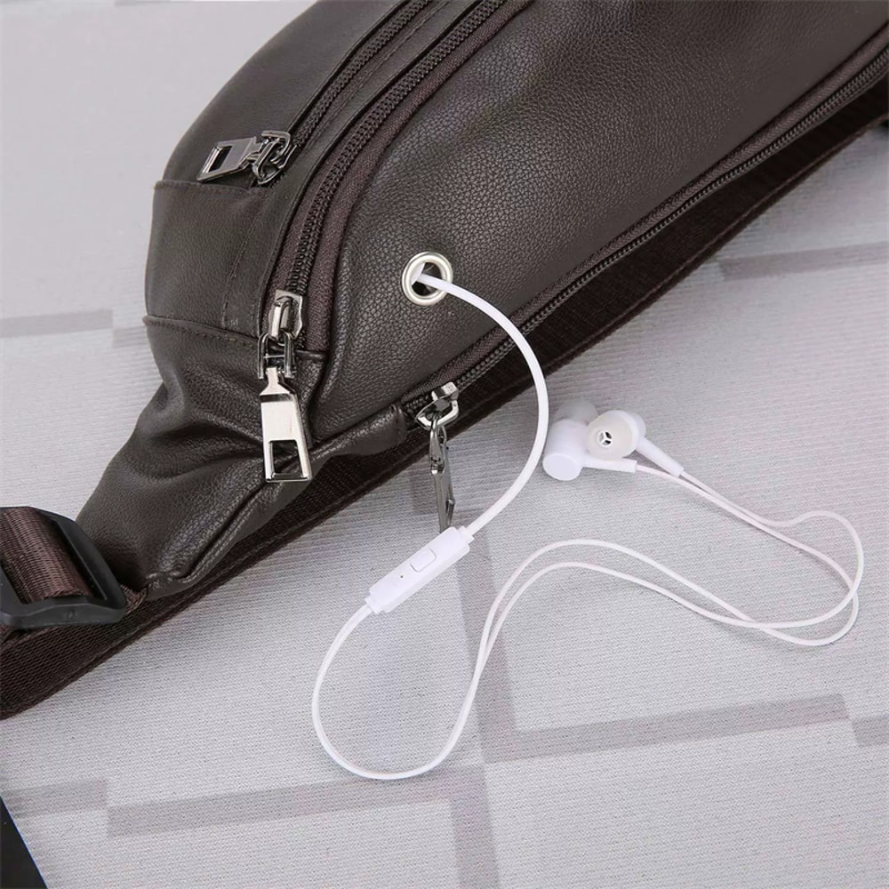 Fashionable PU Leather Mens Chest Pack Shoulder Bag Small Crossbody Messenger Bag 3