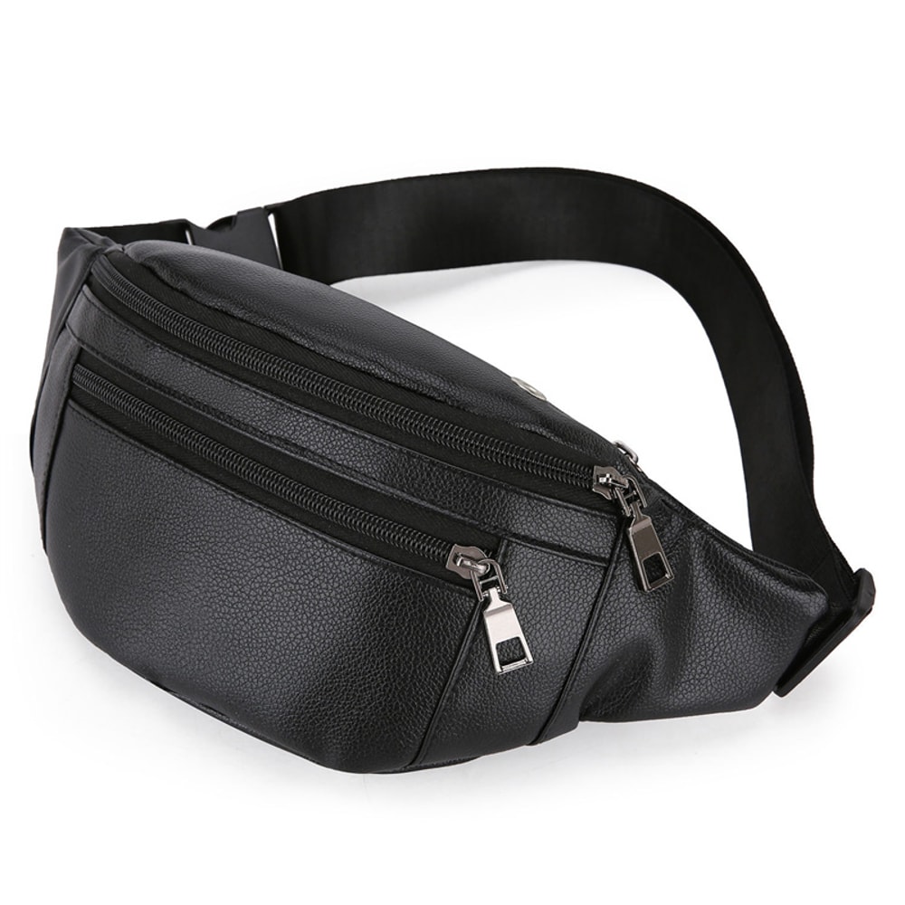 Fashionable PU Leather Mens Chest Pack Shoulder Bag Small Crossbody Messenger Bag 6