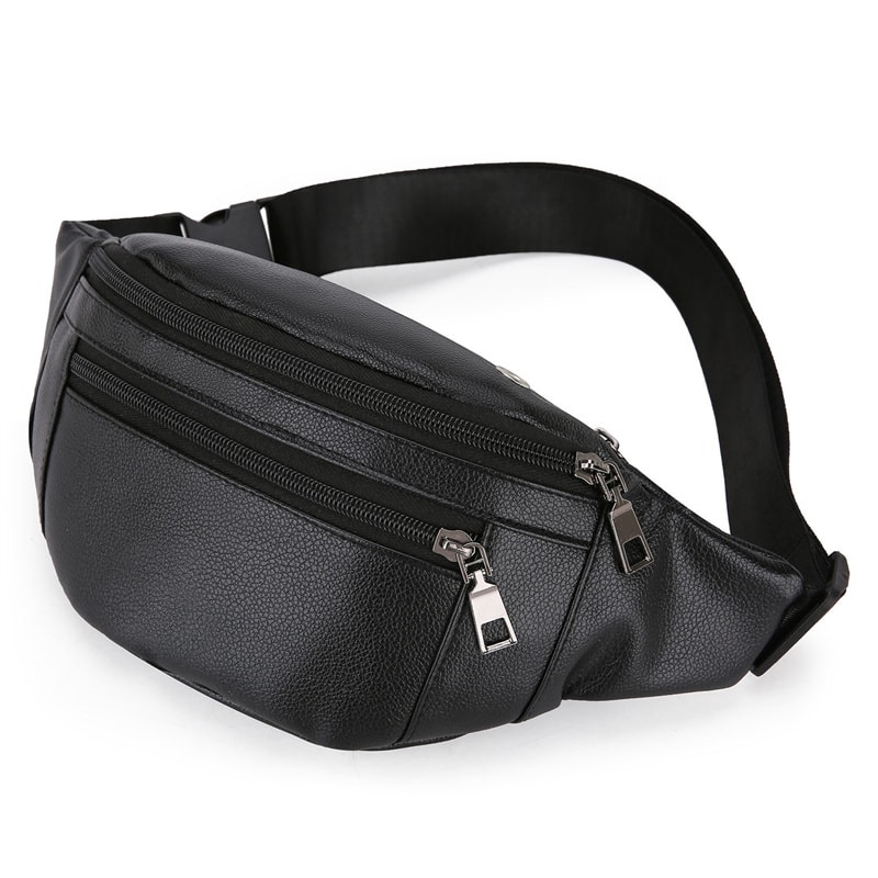 Fashionable PU Leather Mens Chest Pack Shoulder Bag Small Crossbody Messenger Bag 6