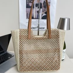fashionable paper rope crossbody bag hollow out casual and versatile shoulder bag for women
