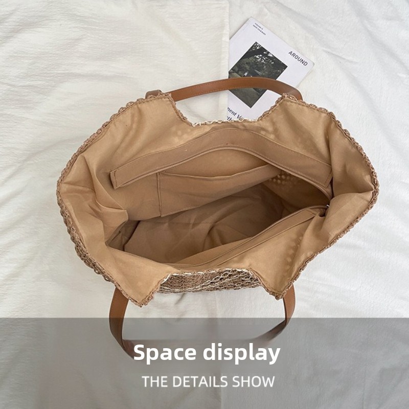 Fashionable Paper Rope Crossbody Bag Hollow Out Casual and Versatile Shoulder Bag for Women