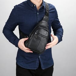 vintage mens leather crossbody messenger bag with usb charging big capacity chest pack